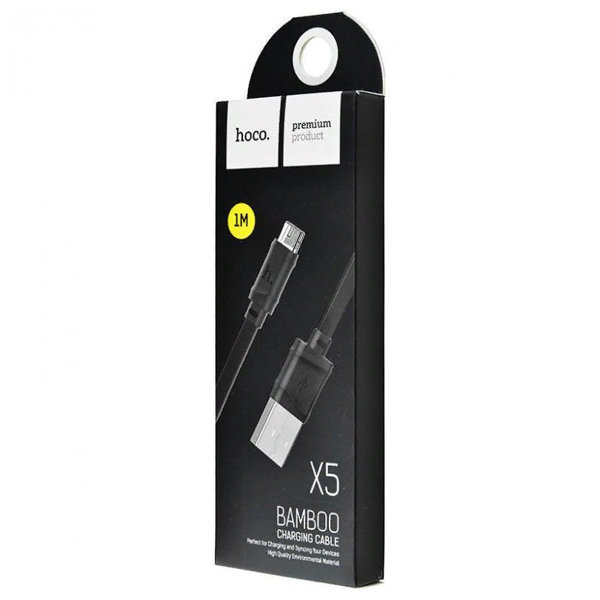 Кабель Hoco X5 Bamboo USB - micro USB, 1 м черный