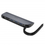 Переходник HOCO HB17 Easy , Разветвитель, Type-C - 3xUSB3.0 + SD/TF, 11 см, серый металлик