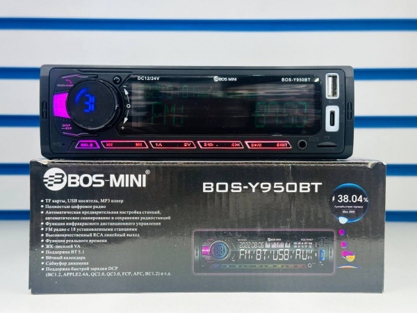 Автомагнитола 1DIN BOS-MINI BOS-Y953BT (12V-24V)