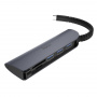 Переходник HOCO HB17 Easy , Разветвитель, Type-C - 3xUSB3.0 + SD/TF, 11 см, серый металлик