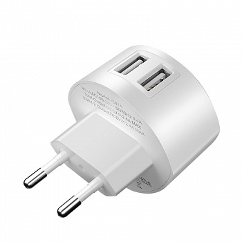 Сетевое зарядное устройство Hoco C67A, 2 USB, 2.4А, белый