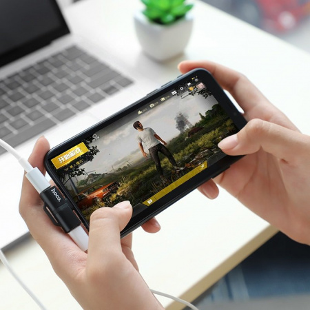 Переходник Hoco LS20, Apple Lightning, черный
