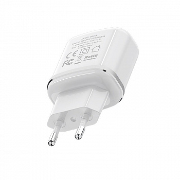 Сетевое зарядное устройство Borofone Wall BA25A, 2 USB, 2.4А, белый