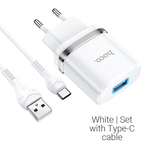 Зарядное устройство HOCO N1 Ardent Type-C, 2.4A, белый
