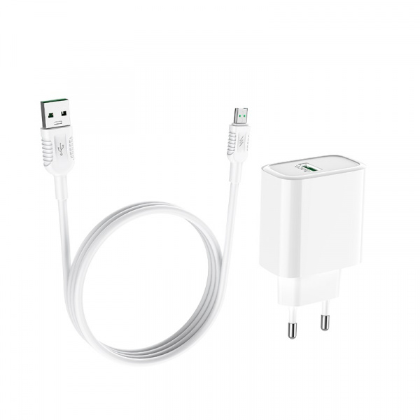 Зарядное устройство HOCO C69A 5A, белый, microUSB,22.5W, быстрая зарядка