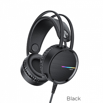 Проводные наушники HOCO W100 Touring gaming headset, контроллер + микрофон, LED подсветка