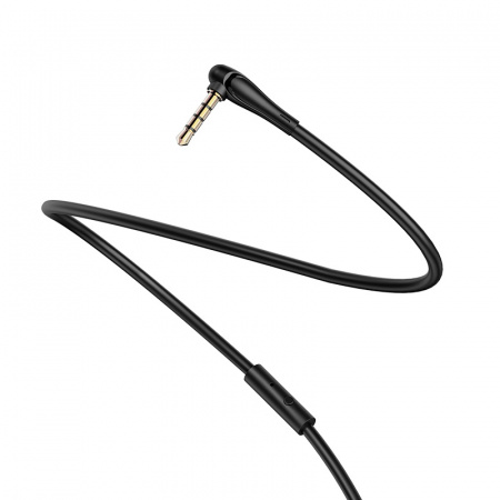 Аудио-кабель HOCO UPA15 AUX, 3.5 AUX - Jack 3,5, 1 м, черный, с микрофоном