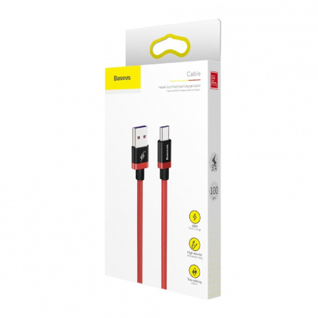 Кабель Baseus CATZH-A09, USB - USB Type-C, 1 м, красный