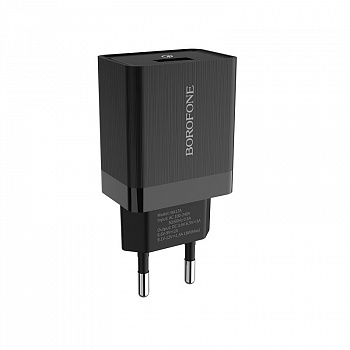 Сетевое зарядное устройство Borofone BA17A QC3.0, 1 USB, Quick Charge 3.0, черный