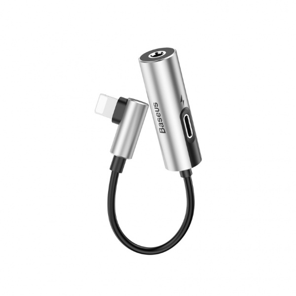 Переходник Baseus L42 CALL42-91, Apple Lightning - mini jack 3.5 mm, серебристый