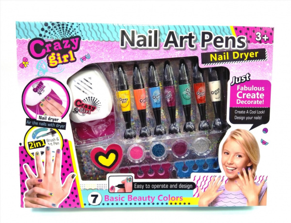 Детский маникюрный набор с сушкой Crazy Girl Nail Art Pens