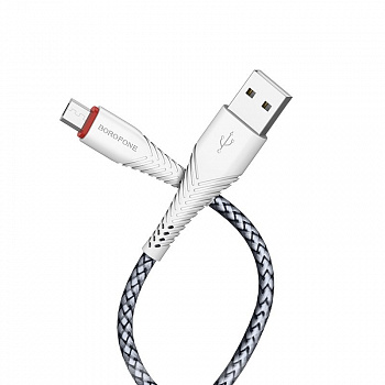 Кабель Borofone BX25 Powerful USB - micro USB, 1 м белый