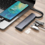Переходник HOCO HB17 Easy , Разветвитель, Type-C - 3xUSB3.0 + SD/TF, 11 см, серый металлик