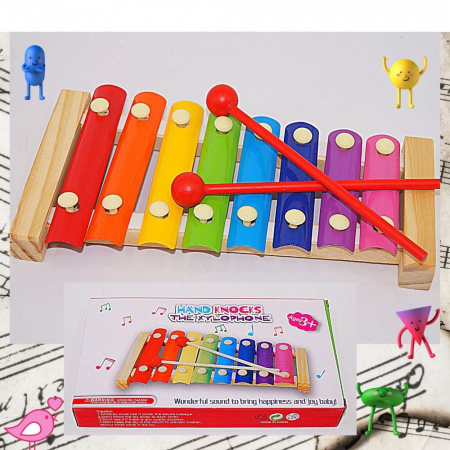 Ксилофон детский 8 нот разноцветный Hand knocks the xylophone