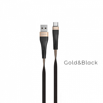 Кабель Hoco U39 Slender, USB - USB Type-C, 1.2 м, черно-золотой