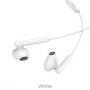 Проводные наушники HOCO M64 Melodious, Jack 3.5mm, 1.2 м, Белый, контроллер с микрофоном