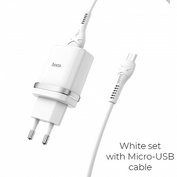Зарядное устройство HOCO C12Q Smart, 3A, белый, 18W, кабель micro USB, QC3.0 / QC2.0