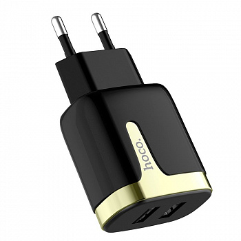 Сетевое зарядное устройство Hoco C64A, 2 USB, 2.1А, черный