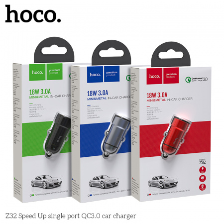 Автомобильное зарядное устройство HOCO Z32 Speed Up, 2A, черный