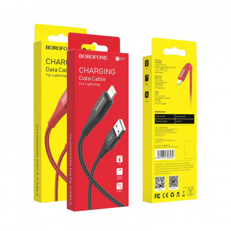 Кабель Borofone BX29 Endurant, lightning, 1 м, черный