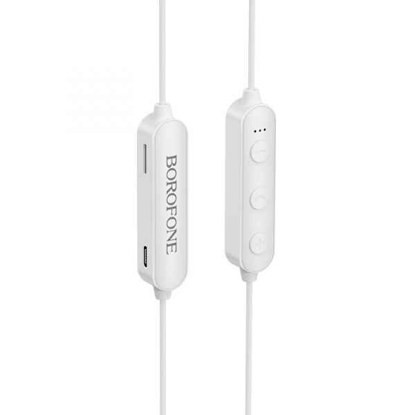 Беспроводные наушники BOROFONE BE27 Cool song sports, Bluetooth, 55 см, 70 мАч, Белый, Hands-free/TF