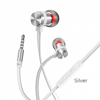 Проводные наушники BOROFONE BM48 Acoustic, Jack 3.5mm, 1.2 м, серебристый, контроллер с микрофоном