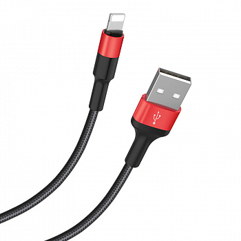 Кабель Hoco X26, lightning, 1 м, черно-красный