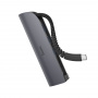 Переходник HOCO HB17 Easy , Разветвитель, Type-C - 3xUSB3.0 + SD/TF, 11 см, серый металлик
