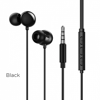 Проводные наушники BOROFONE BM45 Sound, Jack 3.5mm, 1.2 м, Черный, контроллер с микрофоном