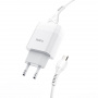 Зарядное устройство HOCO C72A Glorius single, 2.1A, белый, кабель micro USB