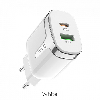 Зарядное устройство HOCO C79A Zeus, 3.1A, белый, Двойной порт USB/Type-C,PD3.0, QC3.0