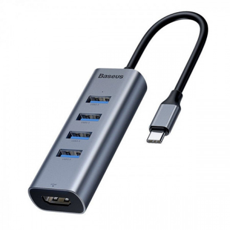 USB-концентратор Baseus Enjoy series Type-C to USB3.0*4+HD4K HD CAHUB-N0G