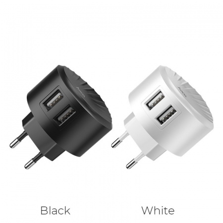 Сетевое зарядное устройство Hoco C67A, 2 USB, 2.4А, белый