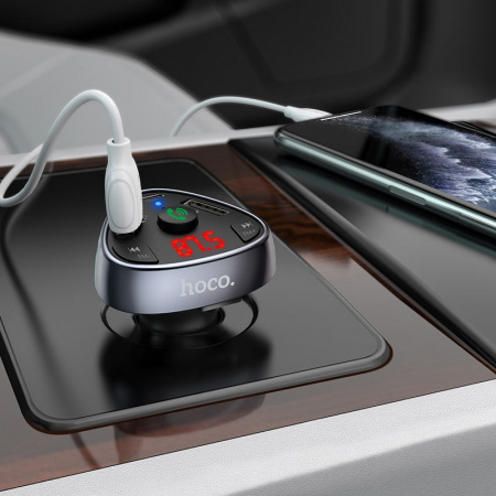 Автомобильное зарядное устройство HOCO E51 Road treasure 2*USB+Type-C, 3.1A, 18 Вт, черный, Bluetooth