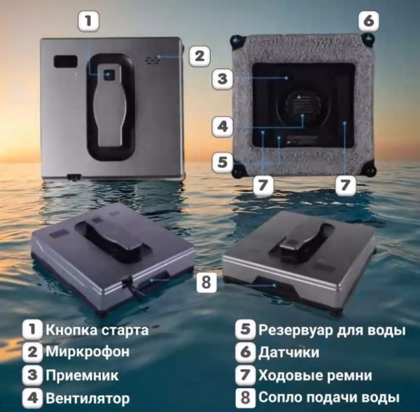 Робот мойщик окон с распылением