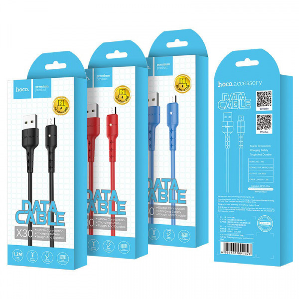 Кабель Hoco X30 USB - micro USB, 1.2 м черный