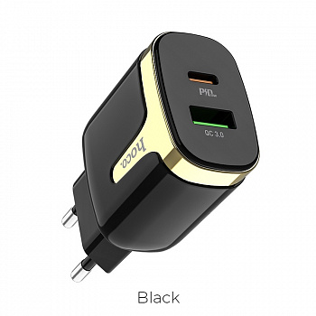 Зарядное устройство HOCO C79A Zeus, 3.1A, черный, Двойной порт USB/Type-C,PD3.0, QC3.0