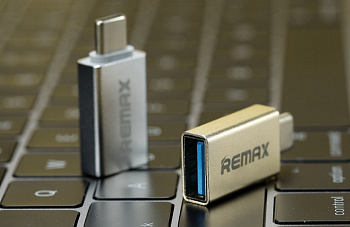 Переходник Remax RA-OTG1, USB - USB Type-C, серебристый