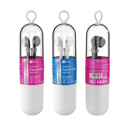 Проводные наушники BOROFONE BM46 Echo, Jack 3.5mm, 1.2 м, Черный, контроллер с микрофоном