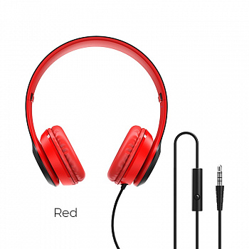 Проводные наушники BOROFONE BO5 Star sound, Jack 3.5mm, 1.2 м, красный, контроллер с микрофоном