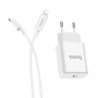 Зарядное устройство HOCO C71A Star speed, 2.4A, белый, 18W порт Type-C, кабель Lightning, быстрая зарядка