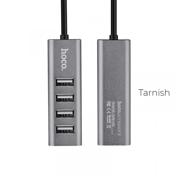 USB 2.0 HUB Hoco HB1 4 порта, серый