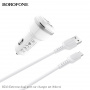 Автомобильное зарядное устройство BOROFONE BZ13 Extreme 2*USB, 2.4A, белый, кабель MicroUSB