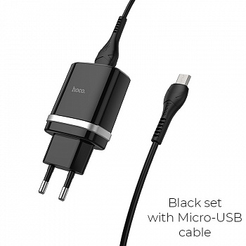 Зарядное устройство HOCO C12Q Smart, 3A, черный, 18W, кабель micro USB, QC3.0 / QC2.0