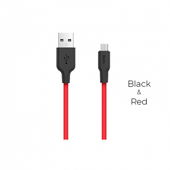 Кабель Hoco X21 Silicone SB - micro USB, 1 м черно-красный