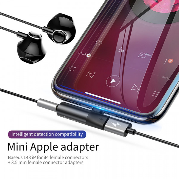 Переходник Baseus L43 CALL43-01, Apple Lightning - mini jack 3.5 mm
