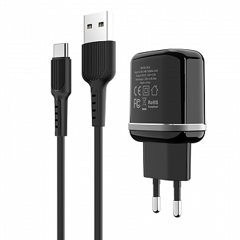 Комплект зарядки Type-C Borofone BA25A, 2 USB, 2.4А, белый
