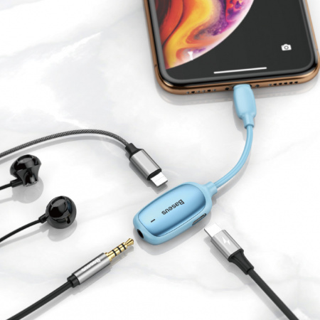 Переходник Baseus 3-в-1 L51 CALL51-03, Apple Lightning - mini jack 3.5 mm