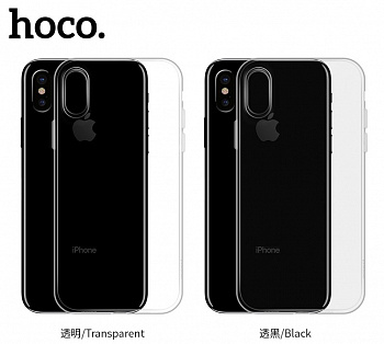 Чехол HOCO TPU Light Series для iPhone XS черный прозрачный, 0,8 мм