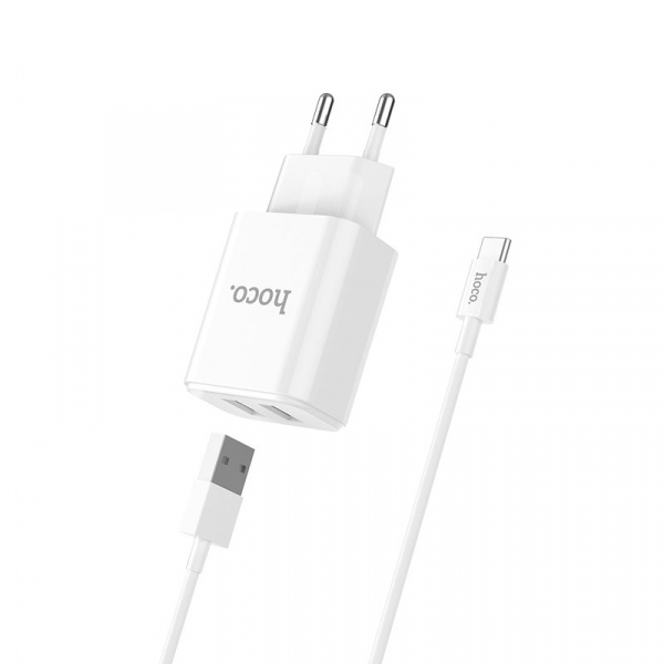 Комплект зарядки Type-C Hoco C62A, 2 USB, 2.1А